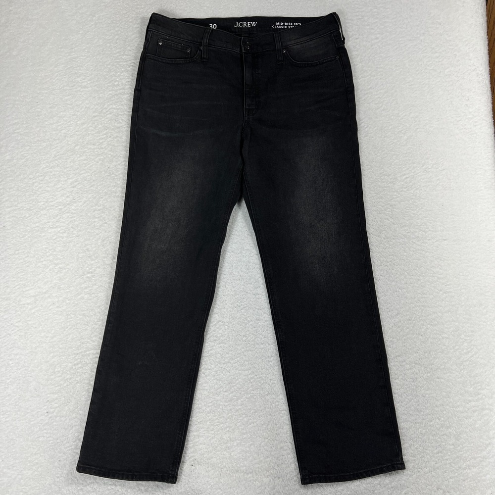 J Crew Mid Rise 90s Classic Straight Denim Jeans Black Wash Size 30 (34.5x28.5)